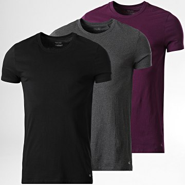 Calvin Klein - Pack de 3 camisetas 4051 Violeta Gris Antracita jaspeado Negro