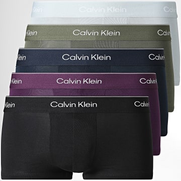 Calvin Klein - Lot De 5 Boxers NB4390 Noir Gris Clair Bleu Marine Violet Vert Kaki
