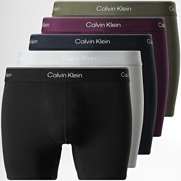 Calvin Klein - Lot De 5 Boxers NB4395 Noir Gris Clair Bleu Marine Vert Kaki Violet