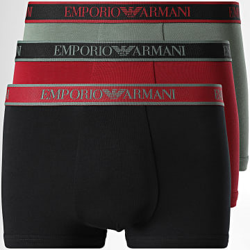 Emporio Armani - Lot De 3 Boxers EM000259-AF25019 Noir Rouge Vert Kaki