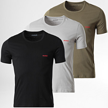HUGO - Lot De 3 Tee Shirts 50532811 Vert Kaki Gris Noir