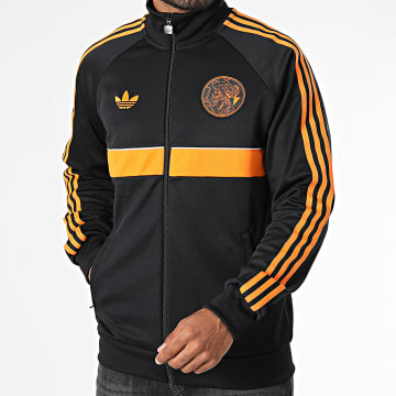 Adidas Originals - Jacke Ajax Amsterdam Originals KG2628 Schwarz Orange mit Reißverschluss und Streifen