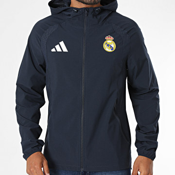 Adidas Sportswear - Giacca Antivento con Cappuccio Zippata Real Madrid Tiro KG2965 Blu Marine