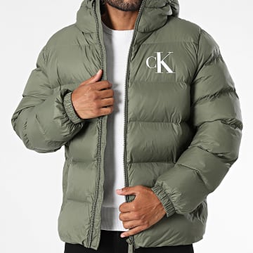Calvin Klein - Doudoune Capuche Zippée RG513 Vert Kaki