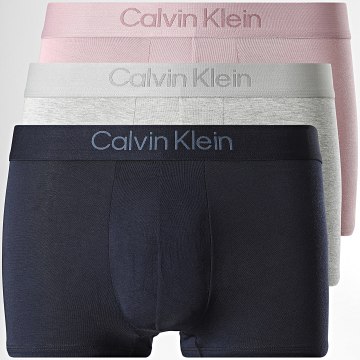 Calvin Klein - Lot De 3 Boxers NB4192 Bleu Marine Gris Chiné Rose