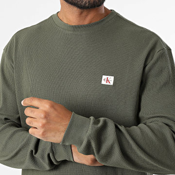 Calvin Klein - Felpa Crewneck Waffle EM217 Verde Kaki