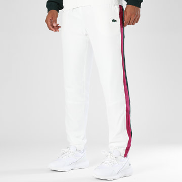 Lacoste - Pantalon Jogging Regular Fit A Bandes Logo Crocodile Beige Clair