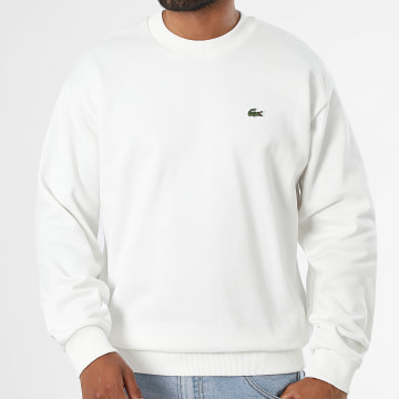 Lacoste - Felpa Girocollo Classic Fit Logo Ricamato Coccodrillo Bianco