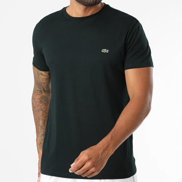 Lacoste - Tee Shirt Logo Brodé Crocodile Regular Fit Vert Foncé