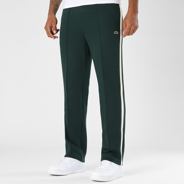 Lacoste - Pantalon Jogging A Bandes Regular Fit Logo Brodé Crocodile Vert Foncé