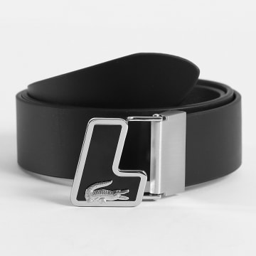 Lacoste - Cintura in Pelle con Logo Coccodrillo Metal Nero