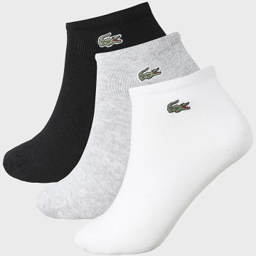 Lacoste - Pack van 3 Paar Sokken met Geborduurd Kroko Logo Wit Zwart Gemêleerd Grijs