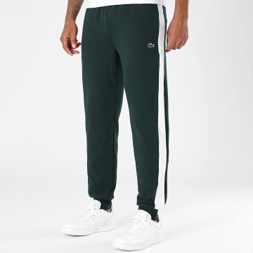 Lacoste - Pantalon Jogging A Bandes Regular Fit Logo Crocodile Vert Foncé