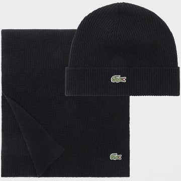 Lacoste - Pack Muts En Sjaal Logo Geborduurde Kroko Zwart