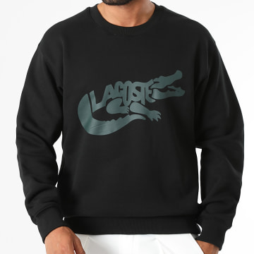 Lacoste - Sudadera Cuello Redondo Classic Fit Logo Cocodrilo Impreso Negro