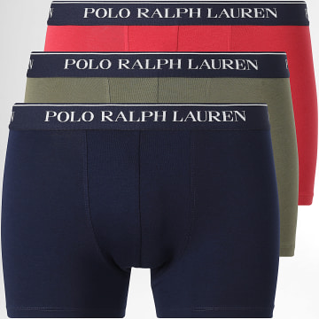 Polo Ralph Lauren - Lot De 3 Boxers Classics Bleu Marine Rouge Vert Kaki