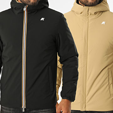 K-Way - Veste Zippée Capuche Réversible Jack St Warm K6128VW Noir Beige