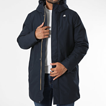K-Way - Parka Con Cappuccio E Zip Lungo Thomas Warm Micro Canvas K4157FW Blu Navy