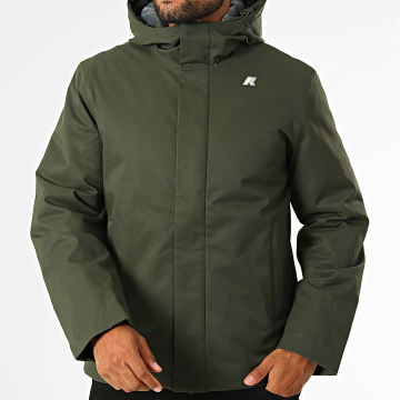 K-Way - Giacca Zippata Cappuccio Jacko Twill Marmotta K8133DW Verde Kaki