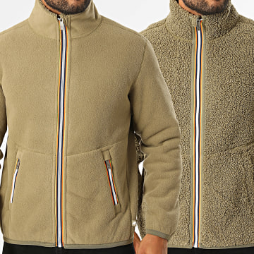 K-Way - Veste Polaire Réversible Zippée Pascal Sherpa K3132PW Vert Kaki Clair