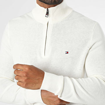 Tommy Hilfiger - Pull Col Zippé Pima 8049 Beige Clair