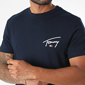 Tommy Jeans - Tee Shirt Slim Signature Chest 3550 Bleu Marine