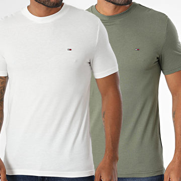 Tommy Jeans - Lot De 2 Tee Shirts Slim Jersey 0687 Beige Clair Vert Kaki