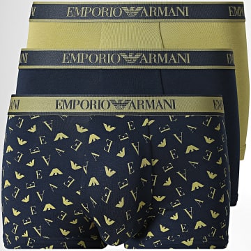 Emporio Armani - Lot De 3 Boxers EM000259-AF25019 Bleu Marine Vert Kaki Clair