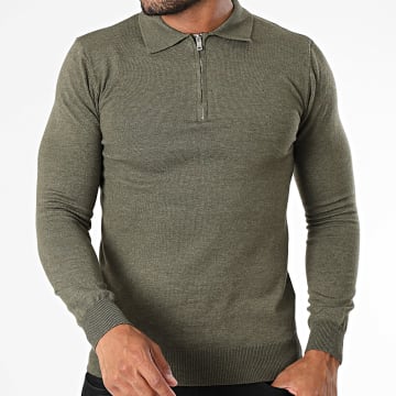KZR - Maglia con collo con zip 100 Verde Kaki