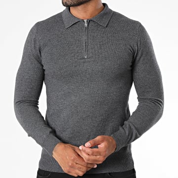 KZR - Maglia con collo con zip 100 Grigio Antracite Mélange