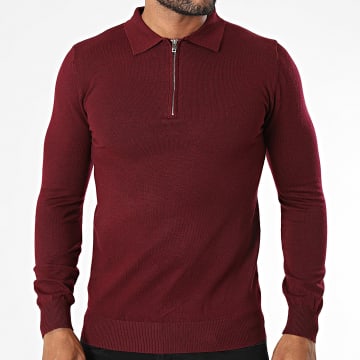 KZR - Maglia con collo con zip 100 Bordeaux