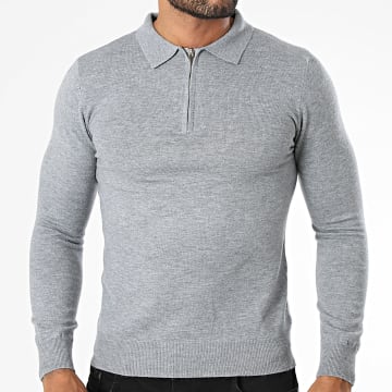 KZR - Maglia con collo con zip 100 Grigio Mélange