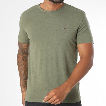 Tommy Jeans - Tee Shirt Slim Jaspe 0363 Vert Kaki