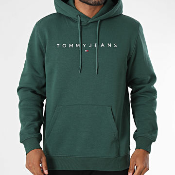 Tommy Jeans - Sudadera con capucha Linear Logo 0746 Verde Oscuro