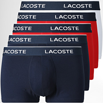 Lacoste - Lot De 5 Boxers Classic Bleu Marine Blanc Rouge