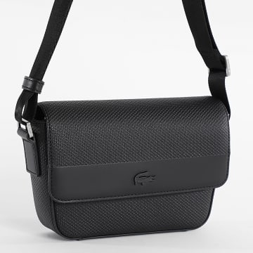 Lacoste - Borsa a Mano Donna Logo Coccodrillo Metallo Nero
