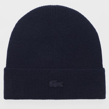 Lacoste - Bonnet Logo Brodé Crocodile Ton Sur Ton Bleu Marine