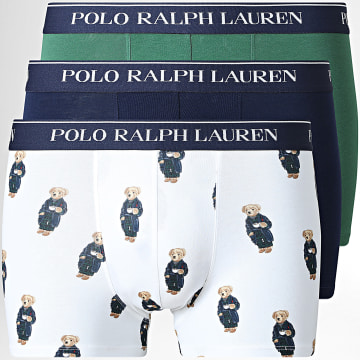Polo Ralph Lauren - Lot De 3 Boxers Classics Blanc Vert Bleu Marine