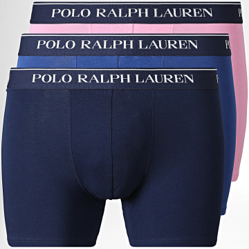 Polo Ralph Lauren - Lot De 3 Boxers Bleu Marine Bleu Roi Rose
