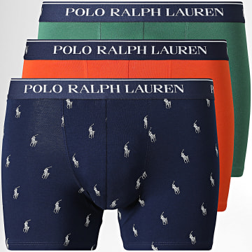 Polo Ralph Lauren - Lot De 3 Boxers Bleu Marine Vert Orange