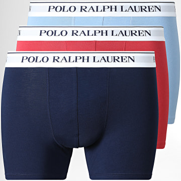Polo Ralph Lauren - Lot De 3 Boxers Bleu Marine Bleu Clair Rouge