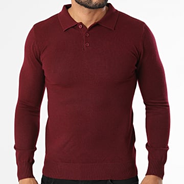 KZR - Jersey con Cuello Buttoned de Punto 099 Burdeos