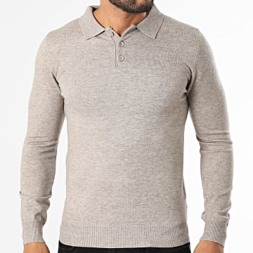 KZR - Jersey con cuello abotonado de punto 099 Topo Jaspeado