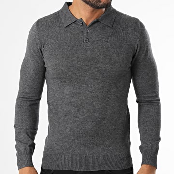 KZR - Maglia Collo con Bottoni a Maglia 099 Grigio Antracite