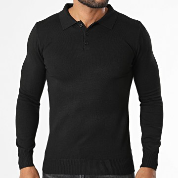 KZR - Jersey con cuello abotonado de punto 099 Negro
