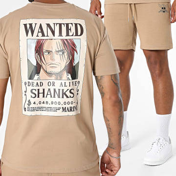 One Piece - Completo T-Shirt E Pantaloncino da jogging Wanted Shanks Camel
