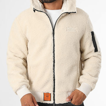 Bombers Original - Giacca Zippata Polare Con Cappuccio Hood Beige Chiaro