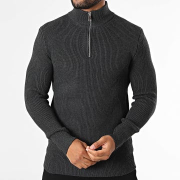Classic Series - Jersey con Cuello Cremallera Texturado 916 Gris Antracita