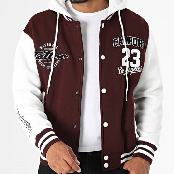 Classic Series - Giacca Teddy Con Cappuccio 873 Bordeaux Bianco