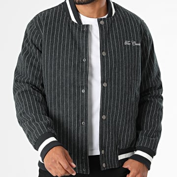 Classic Series - Giacca Teddy a Righe 686 Nero Melange